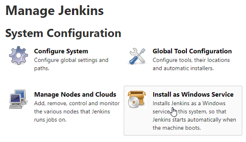 Install Jenkins as a service from Manage Jenkins
